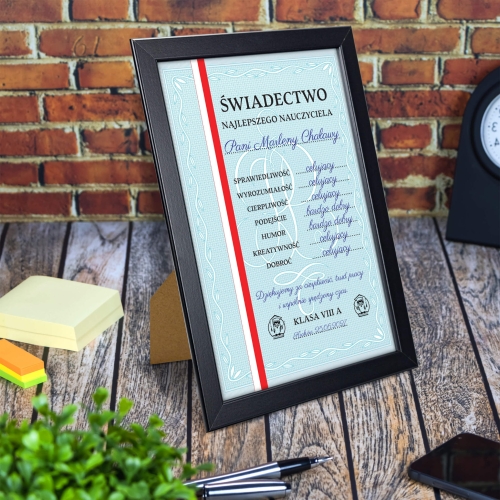PREZENT DLA NAUCZYCIELA ŚWIADECTWO Z PASKIEM PODSTAWÓWKA