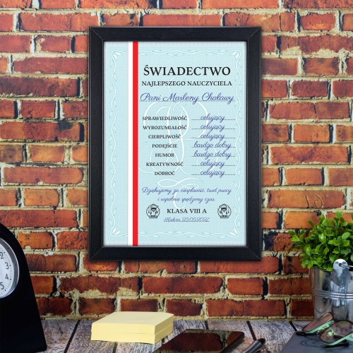 PREZENT DLA NAUCZYCIELA ŚWIADECTWO Z PASKIEM PODSTAWÓWKA