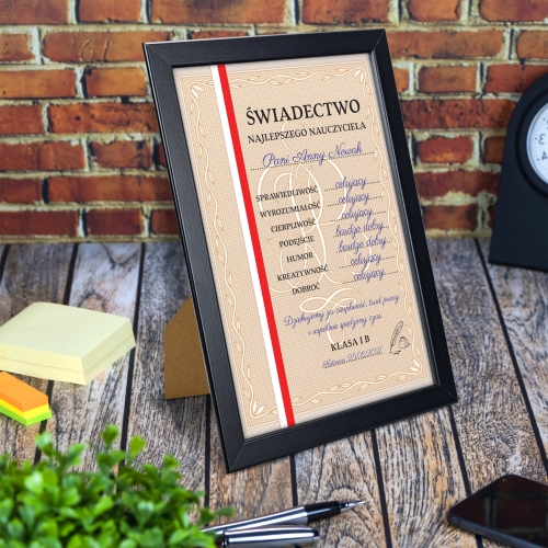 SZKOŁA POLICEALNA świadectwo w ramce DLA NAUCZYCIELA 