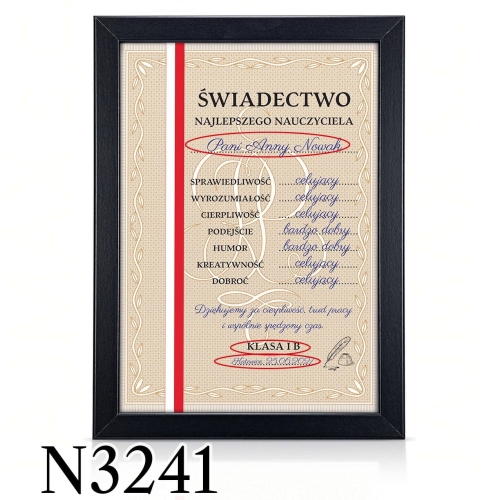 SZKOŁA POLICEALNA świadectwo w ramce DLA NAUCZYCIELA 