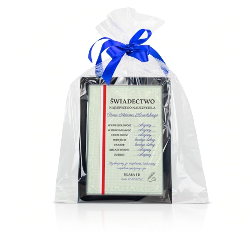 Świadectwo w ramce PAMIĄTKA DLA NAUCZYCIELA szkoła artystyczna