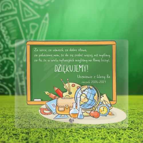 PREZENT DLA NAUCZYCIELA na zakończenie akrylowa statuetka nadruk