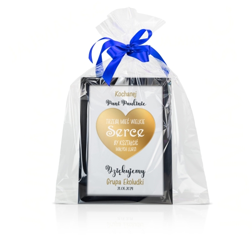 RAMKA ZŁOTE SERCE prezent na zakończenie dla nauczyciela