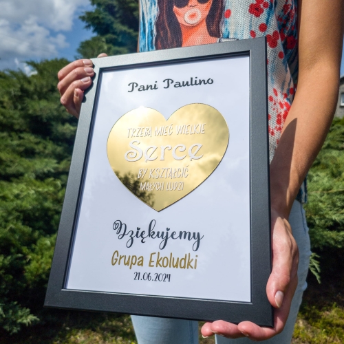RAMKA ZŁOTE SERCE prezent na zakończenie dla nauczyciela