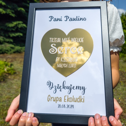 RAMKA ZŁOTE SERCE prezent na zakończenie dla nauczyciela