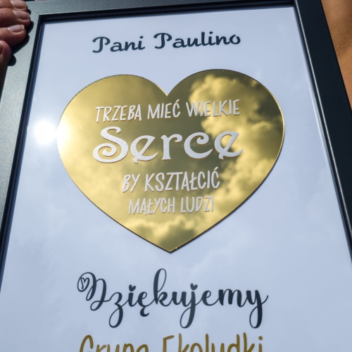 RAMKA ZŁOTE SERCE prezent na zakończenie dla nauczyciela