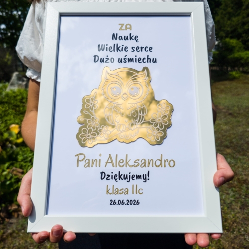 POMYSŁOWY PREZENT DLA WYCHOWAWCY złota sowa wyjątkowe podziękowania