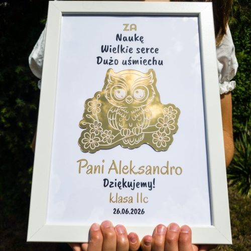 POMYSŁOWY PREZENT DLA WYCHOWAWCY złota sowa wyjątkowe podziękowania