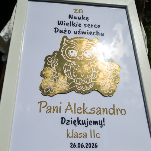 POMYSŁOWY PREZENT DLA WYCHOWAWCY złota sowa wyjątkowe podziękowania