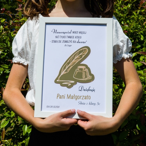 RAMKA ZŁOTY KAŁAMARZ podziękowania dla nauczycieli prezent
