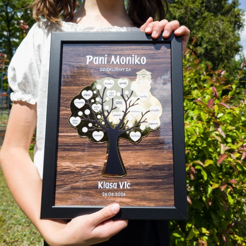 RAMKA ZŁOTE DRZEWKO LUSTRO podziękowanie dla nauczycielki prezent