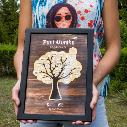 RAMKA ZŁOTE DRZEWKO LUSTRO podziękowanie dla nauczycielki prezent