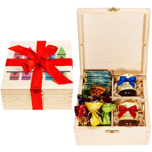 ZESTAW SŁODKOŚCI DLA NAUCZYCIELA cukierki herbata miody podpis