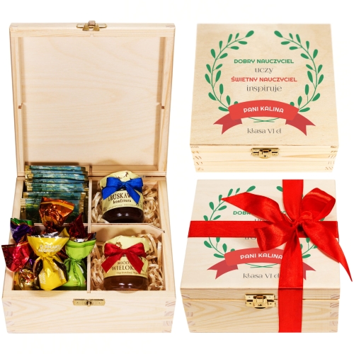 PREZENT DLA WYCHOWAWCY praliny herbata miody pudełko słodkości