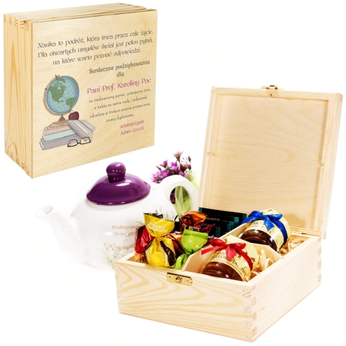 DREWNIANE PUDEŁKO SMAKOŁYKÓW zestaw dla nauczyciela prezent