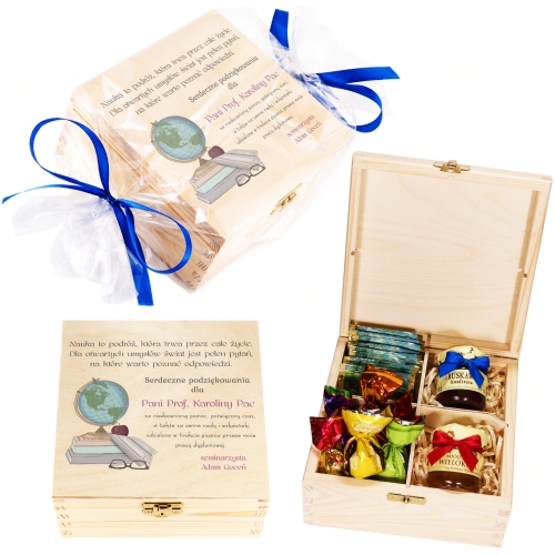 DREWNIANE PUDEŁKO SMAKOŁYKÓW zestaw dla nauczyciela prezent