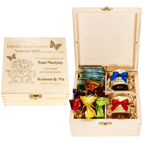 ZAKOŃCZENIE ROKU PREZENT DLA NAUCZYCIELA praliny miody podpis