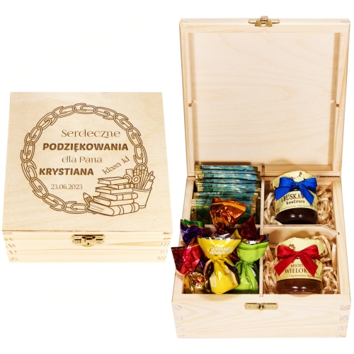 ORYGINALNY PREZENT DLA NAUCZYCIELKI zestaw słodyczy w pudełku