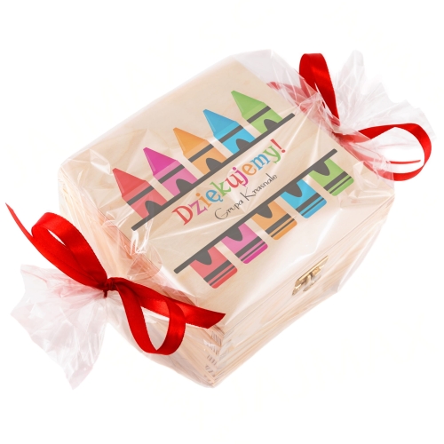 DREWNIANE PUDEŁKO Z MEDALEM DLA NAUCZYCIELA prezent od klasy