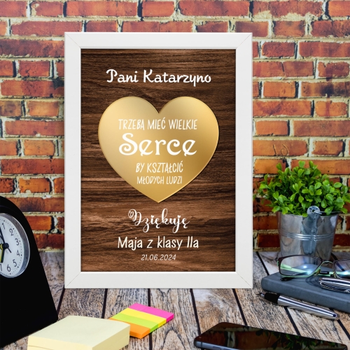 PODZIĘKOWANIA DLA WYCHOWAWCY ramka złote serce efekt 3d