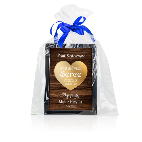 ZŁOTE SERCE W RAMCE prezent od klasy na zakończenie roku