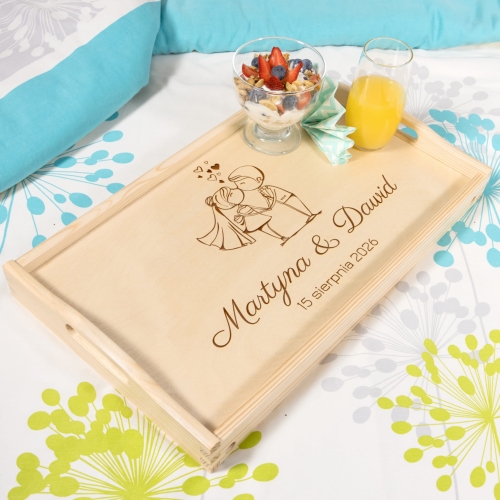 PREZENT NA ŚLUB stolik romantyczny pomysł z grawerem dla Pary Młodej