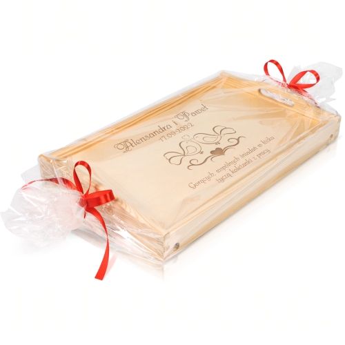 PREZENT NA WESELE Z GRAWEREM stolik śniadaniowy data ślubu imiona