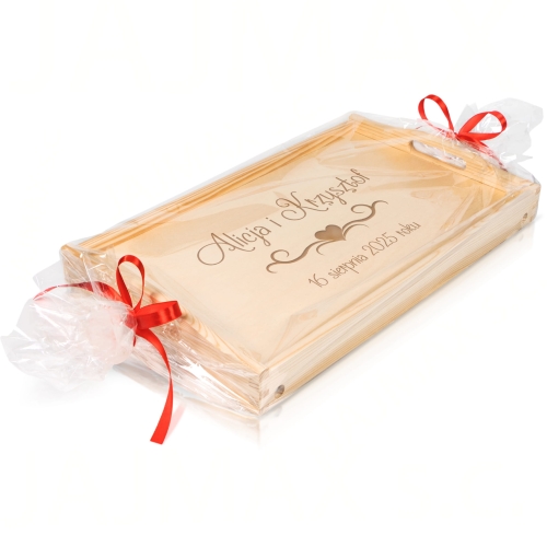 POMYSŁ NA PREZENT NA ŚLUB drewniany stoliczek grawer serce imiona nowożeńców