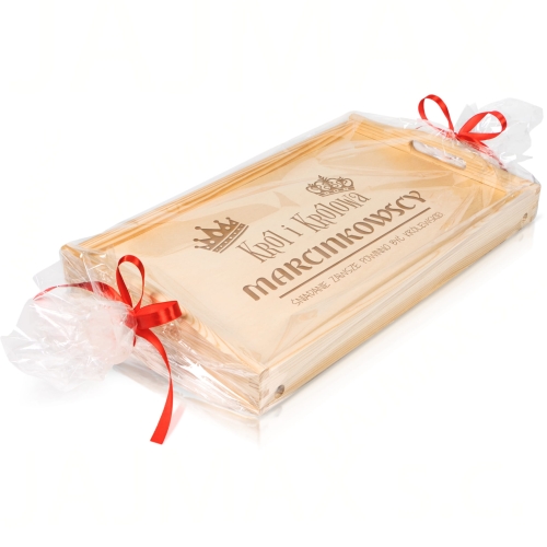 STOLIK ŚNIADANIOWY oryginalny prezent ślubny król i królowa grawer