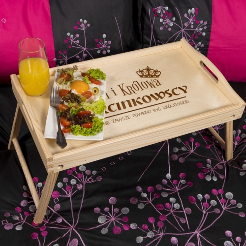STOLIK ŚNIADANIOWY oryginalny prezent ślubny król i królowa grawer