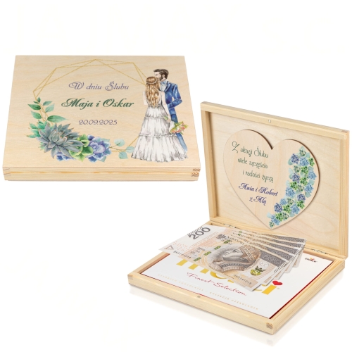 NOWOCZESNA KOPERTA NA PIENIĄDZE prezent pudełko z sercem na ślub