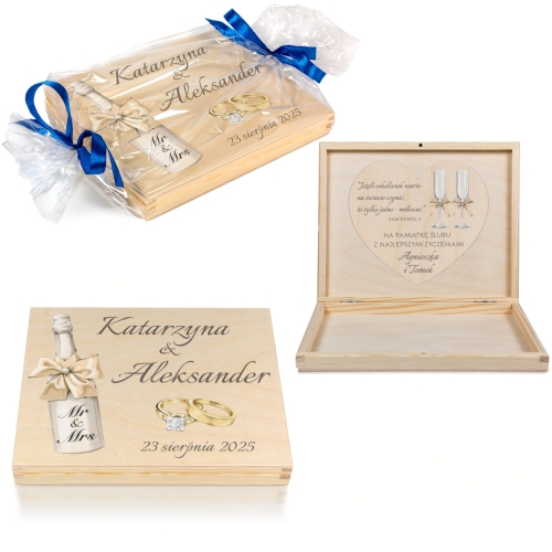 PUDEŁKO Z ŻYCZENIAMI cytat prezent na wesele dla młodych imiona