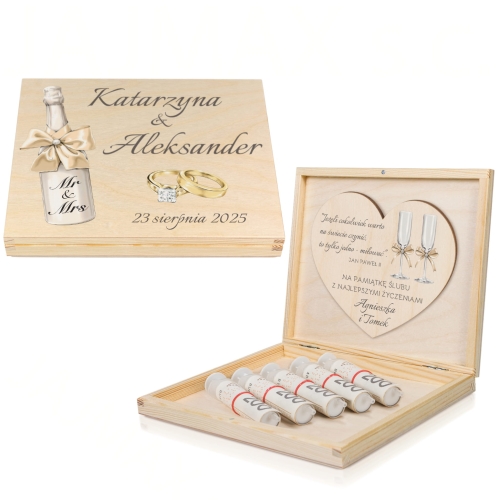 PUDEŁKO Z ŻYCZENIAMI cytat prezent na wesele dla młodych imiona