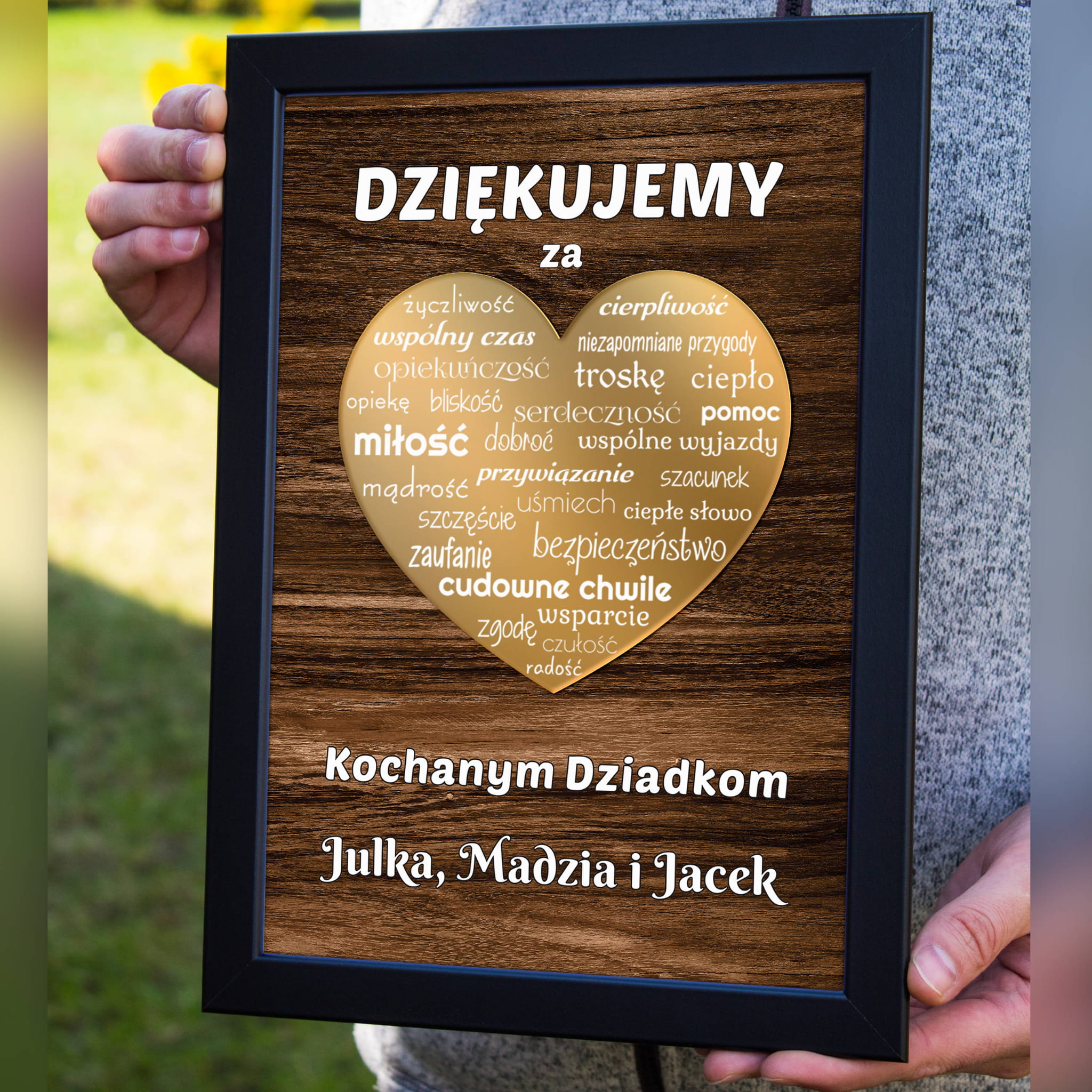 OBRAZ ZŁOTE SERCE 3D prezent dla Babci Dziadka Dziadków