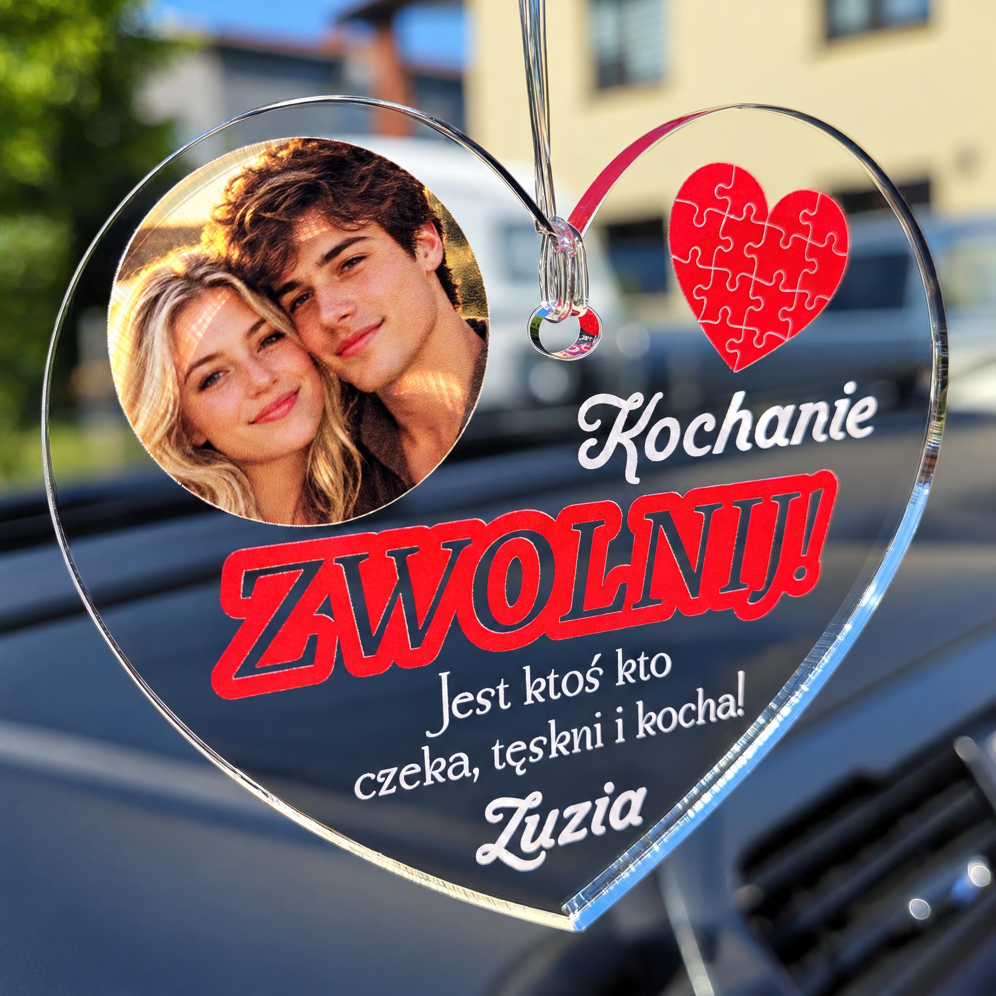 Zawieszka Kochanie Zwolnij ze Zdjęciem na Dzień Chłopaka i Walentynki