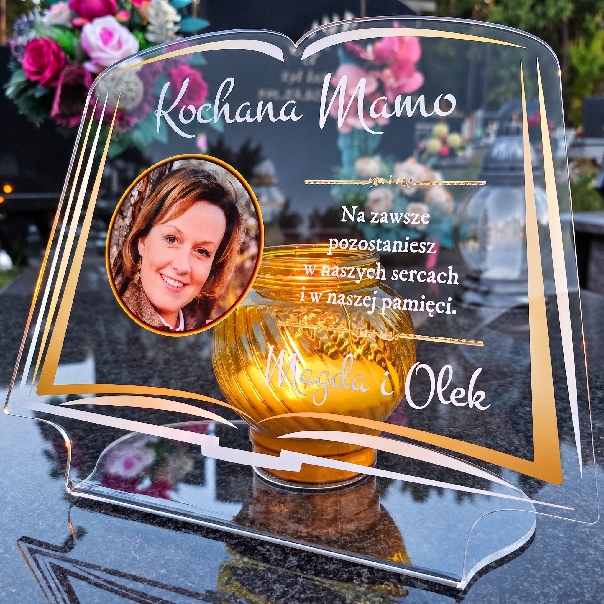Personalizowana Księga na Grób ze Zdjęciem i Tekstem Pod Znicz XXL